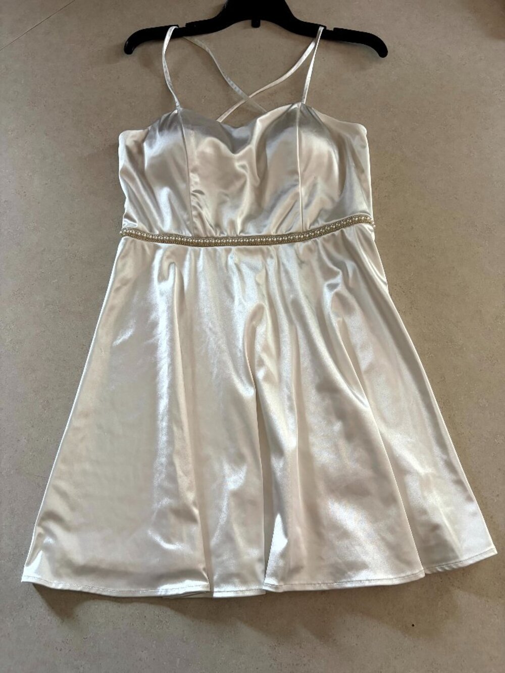 Homecoming Dress White Pearl and Rhinestone Accents Size 11 By&By Brand